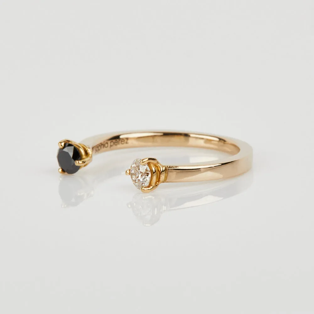 The Dot Ring with Black & White Diamonds