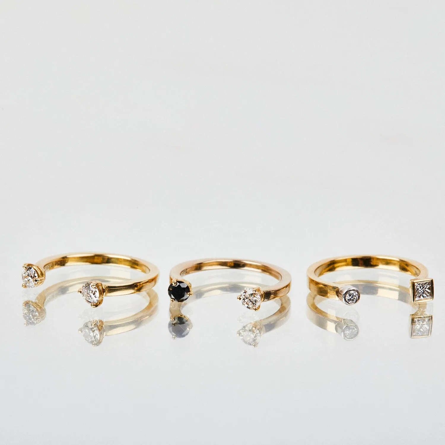 The Dot Ring with Black & White Diamonds