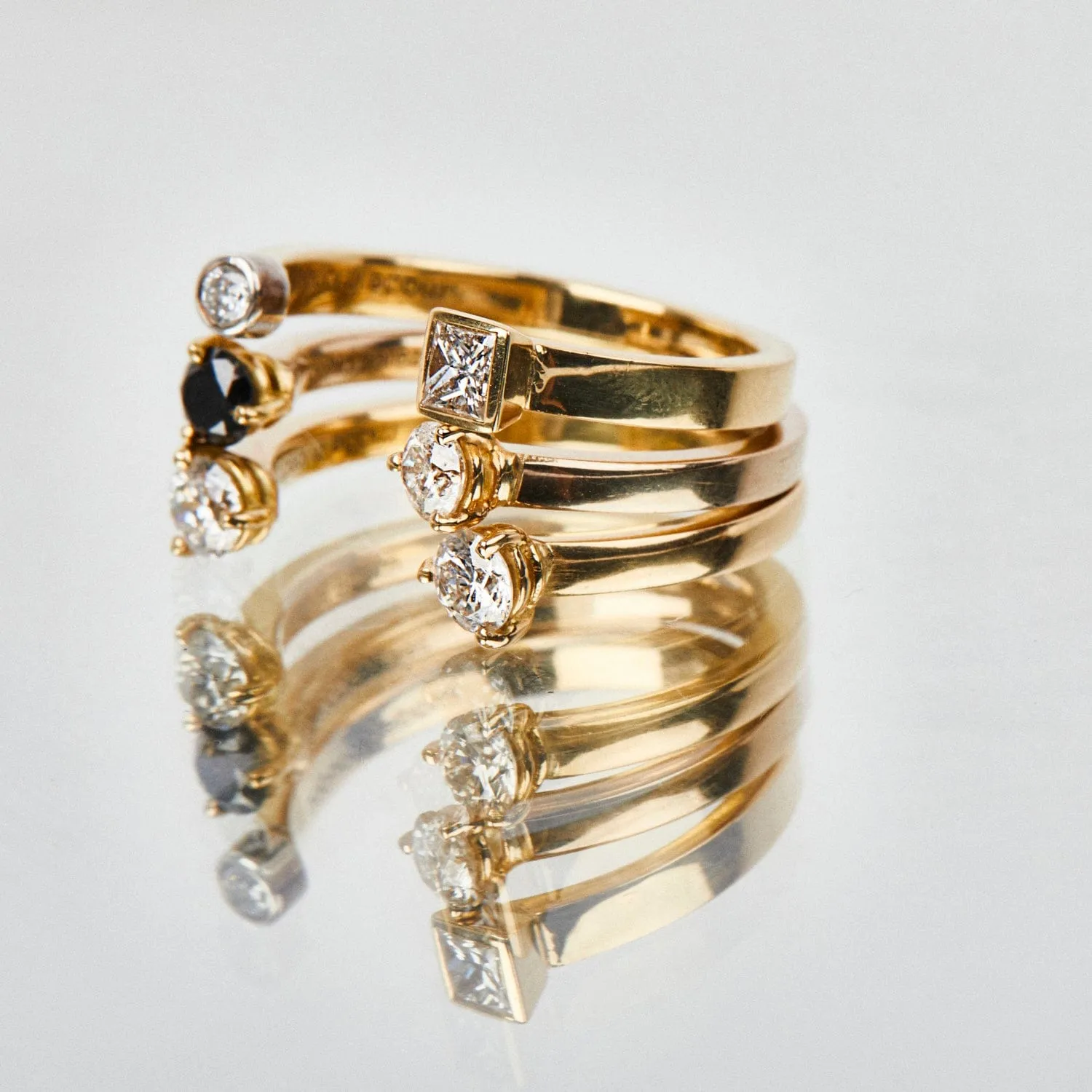 The Dot Ring with Black & White Diamonds