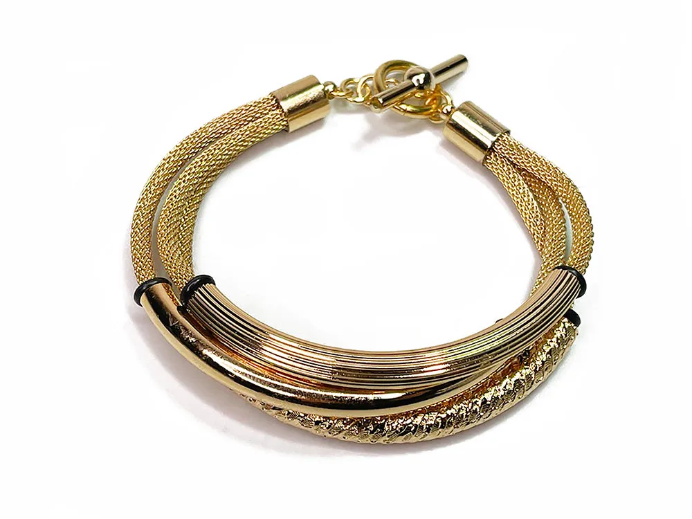 Three-Strand Mesh Bracelet with Textured Tubes