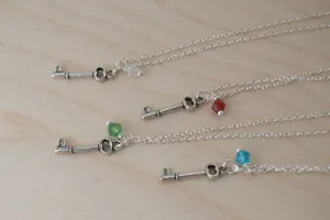 Tiny Key BFF Necklace (Sold Singly) | Silver Skeleton Key Best Friends Charm Jewelry