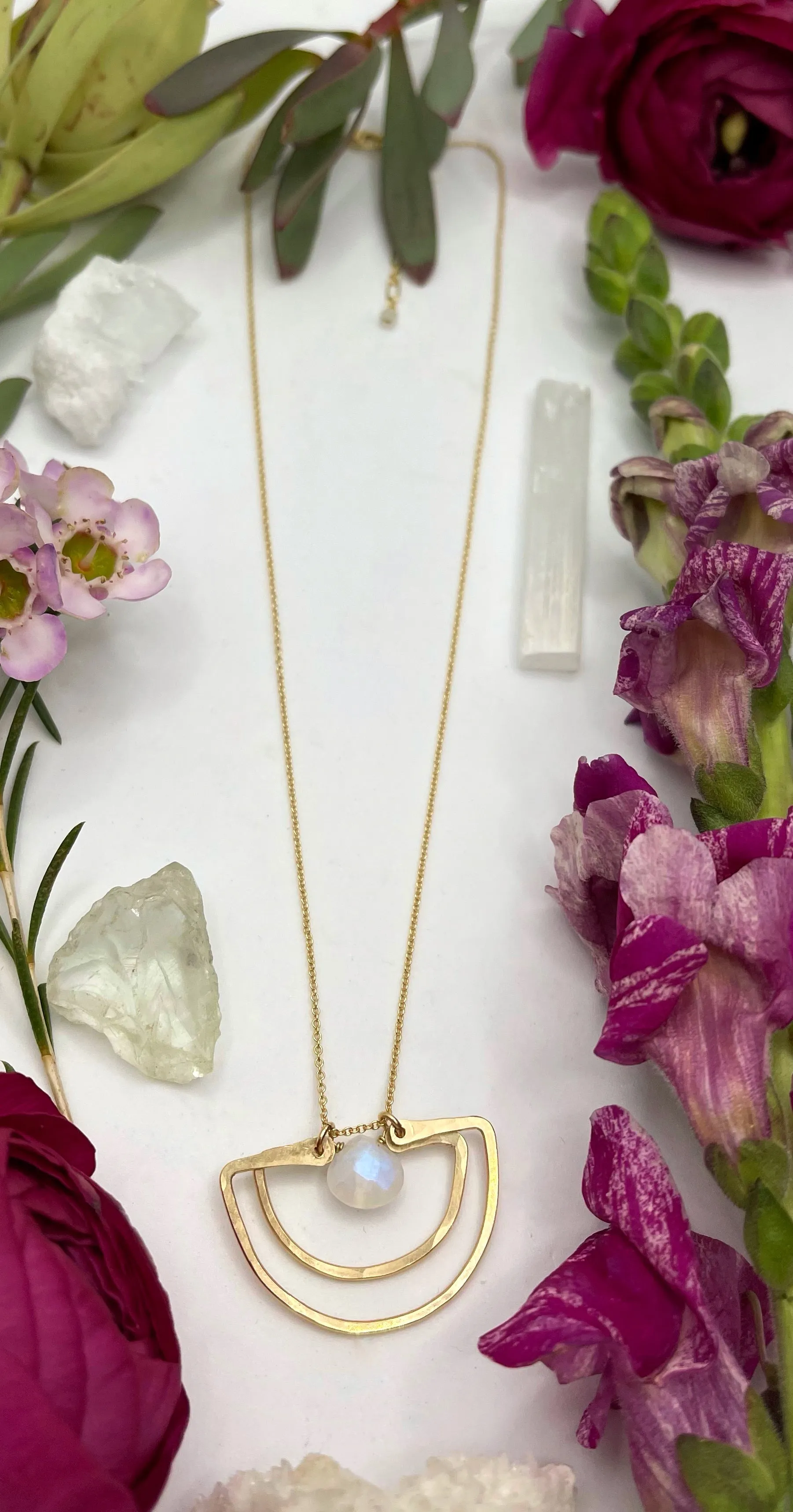 Triple Arc Moonstone Necklace