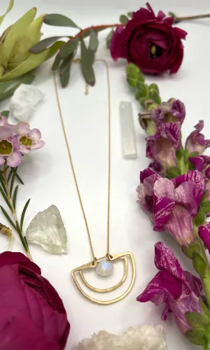 Triple Arc Moonstone Necklace