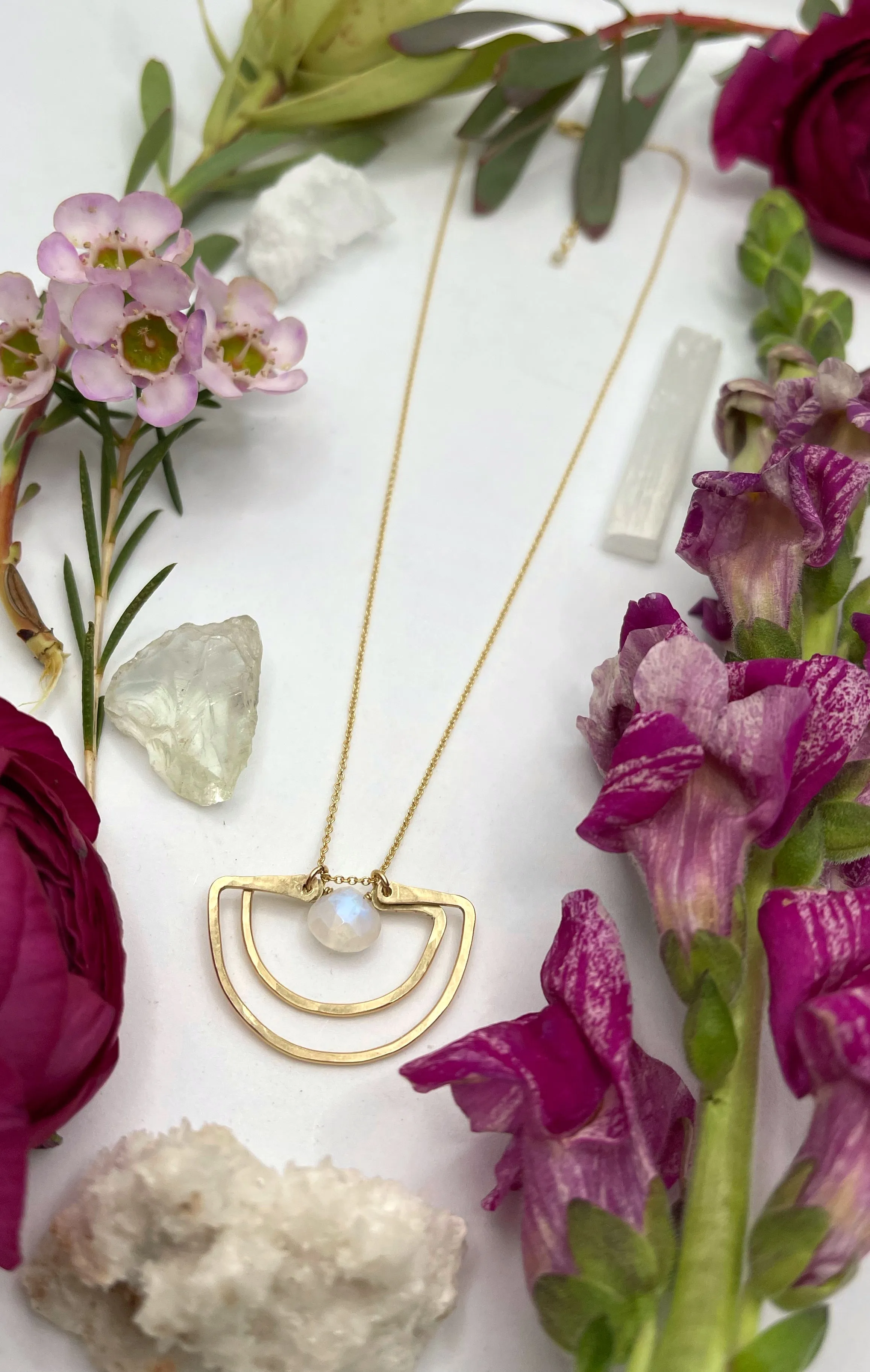 Triple Arc Moonstone Necklace
