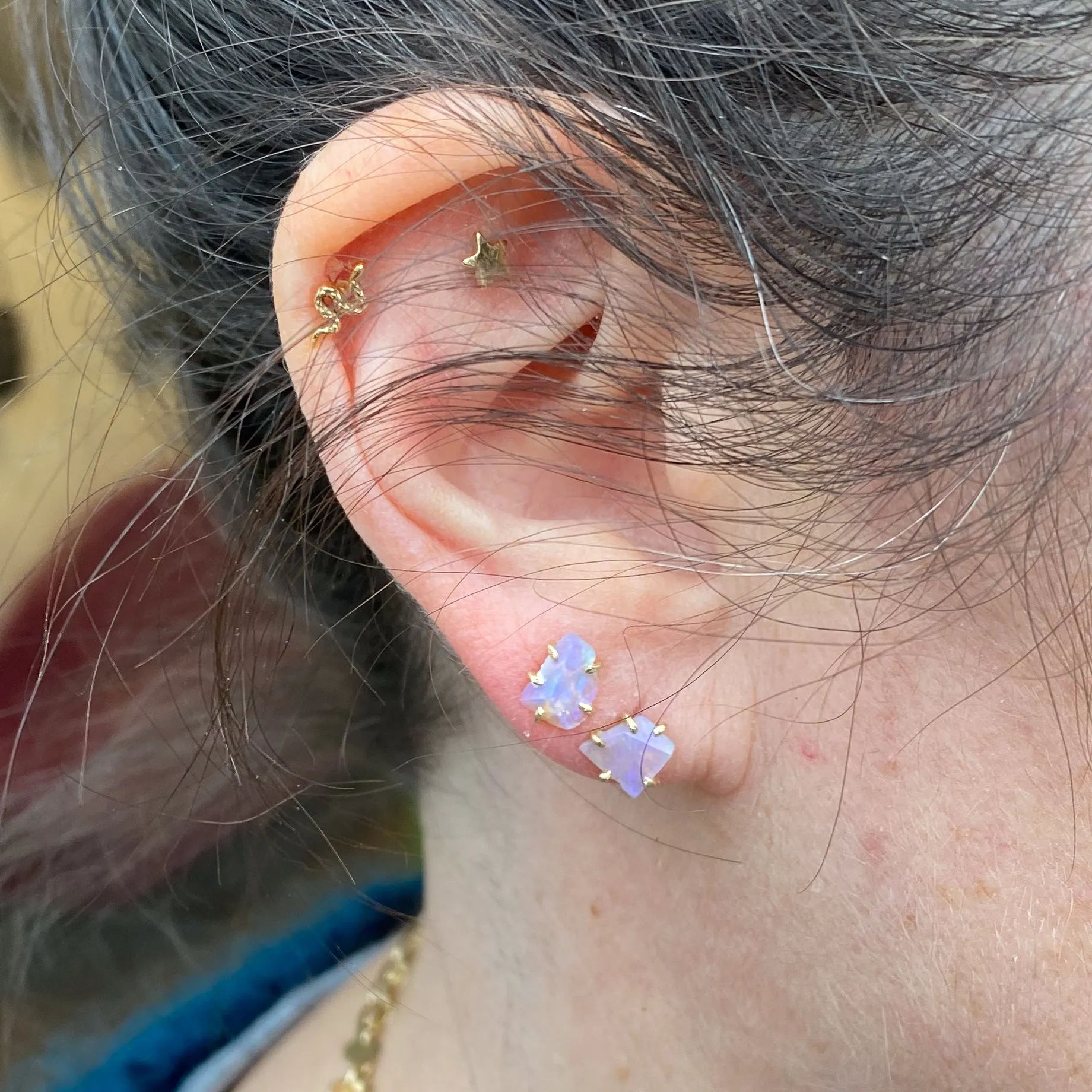 Variance Objects Opal 14k Gold Stud Earrings