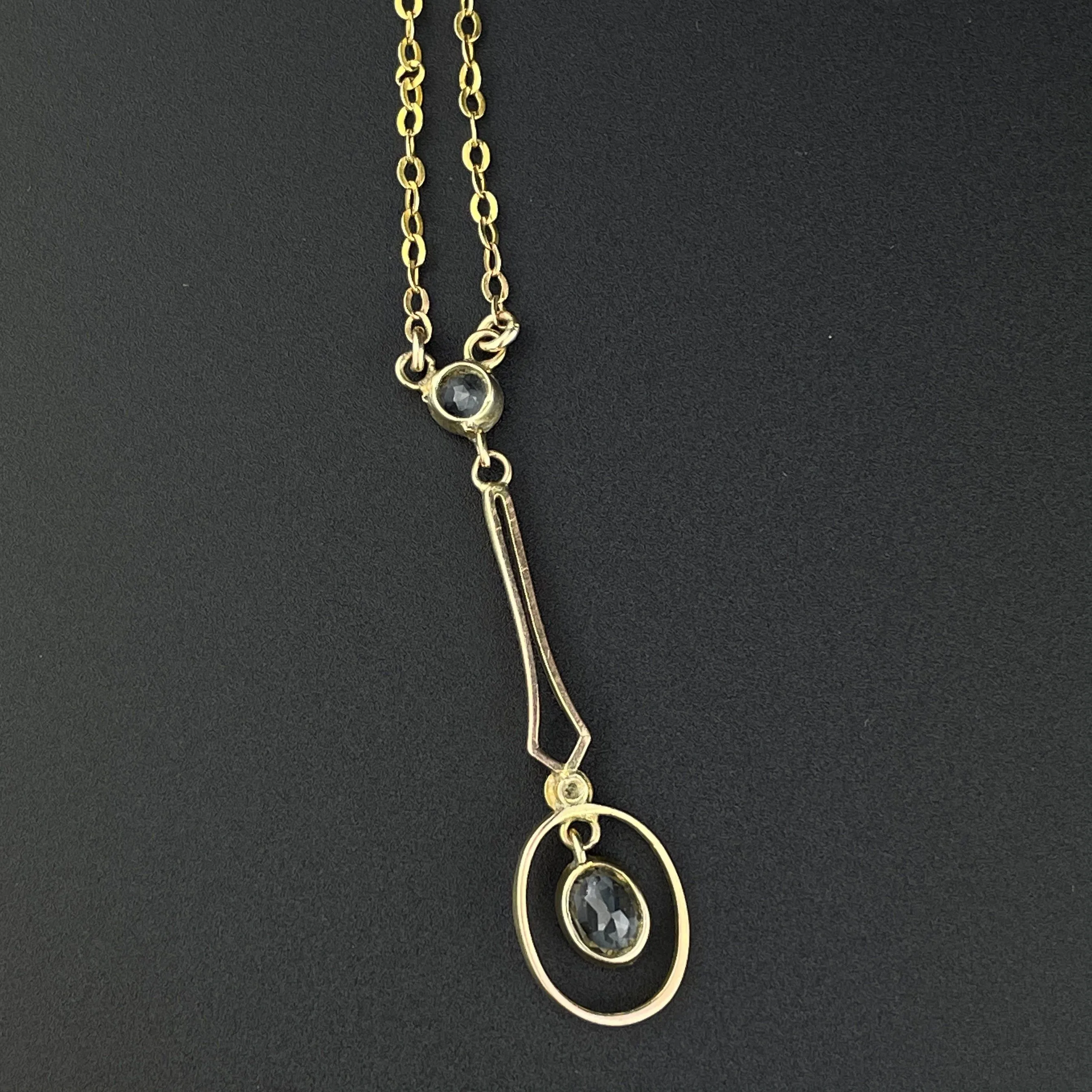 Vintage Edwardian Pearl Aquamarine Target Pendant Necklace