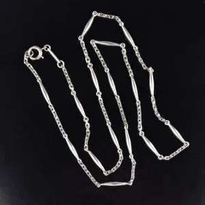 Vintage Long Platinum Watch Chain Necklace, 14.2 gms