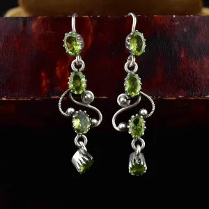 Vintage Silver Victorian Style Peridot Earrings