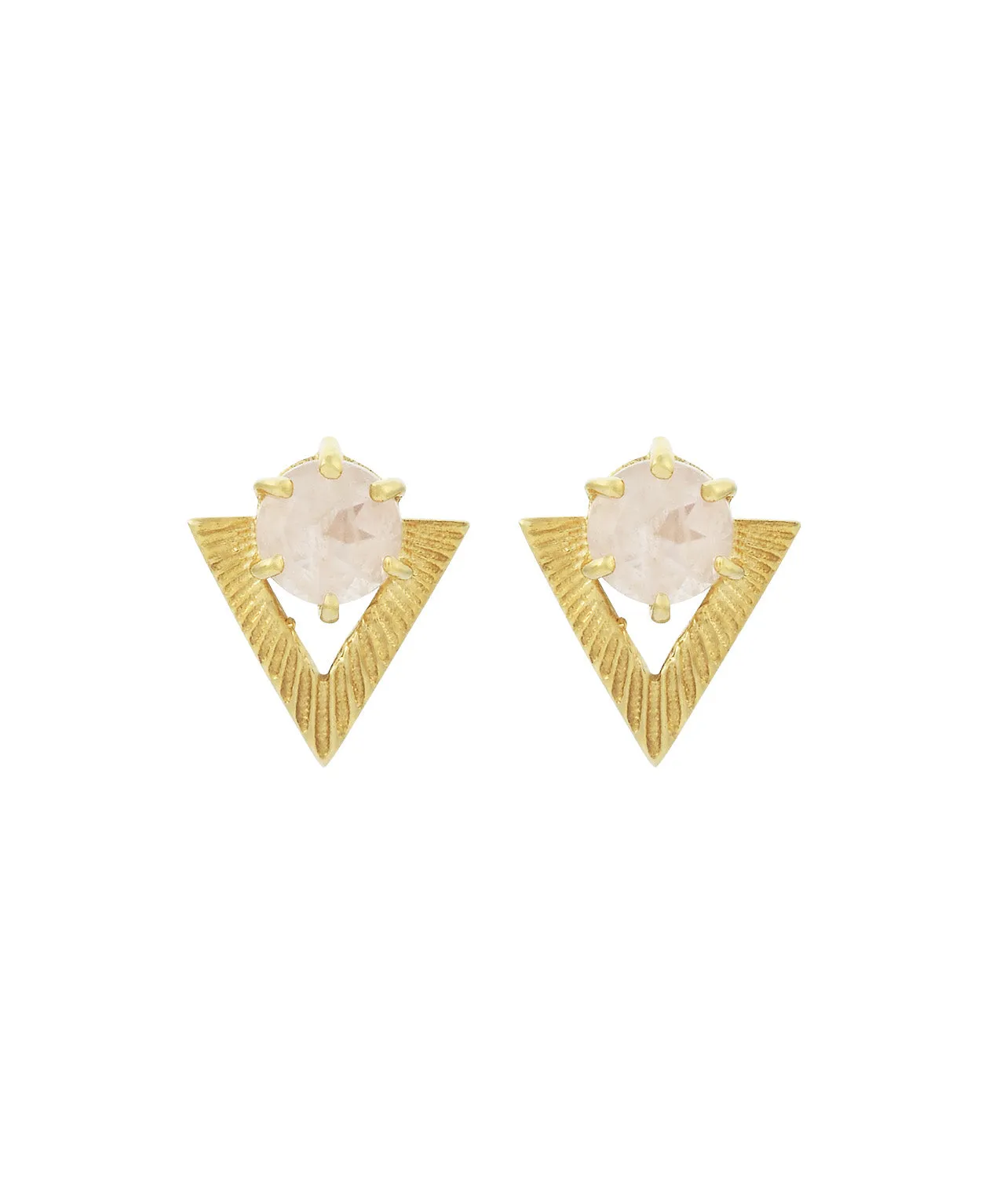 Violet Earrings with Rose Quartz | 22k Gold Plate