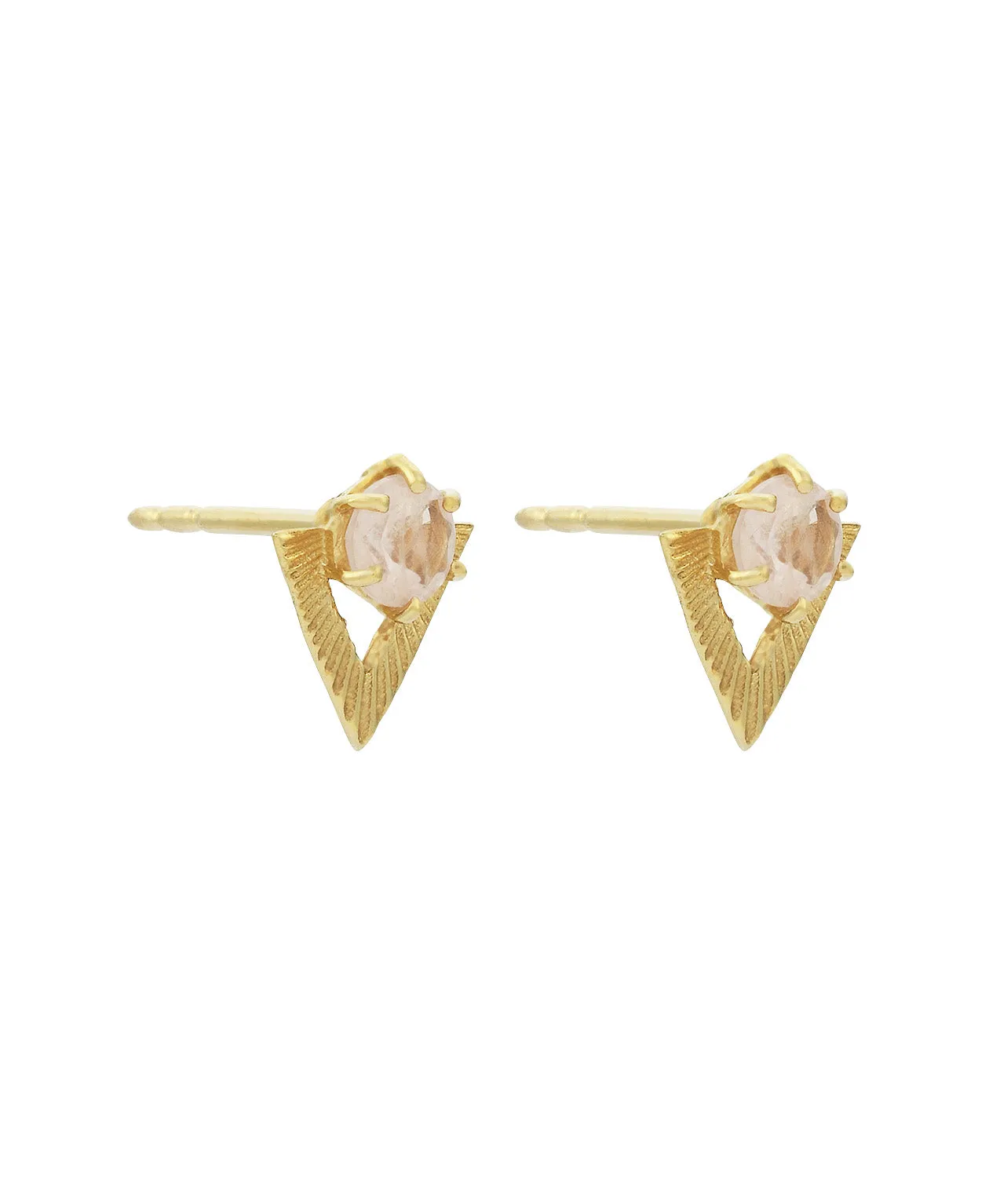 Violet Earrings with Rose Quartz | 22k Gold Plate