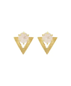 Violet Earrings with Rose Quartz | 22k Gold Plate