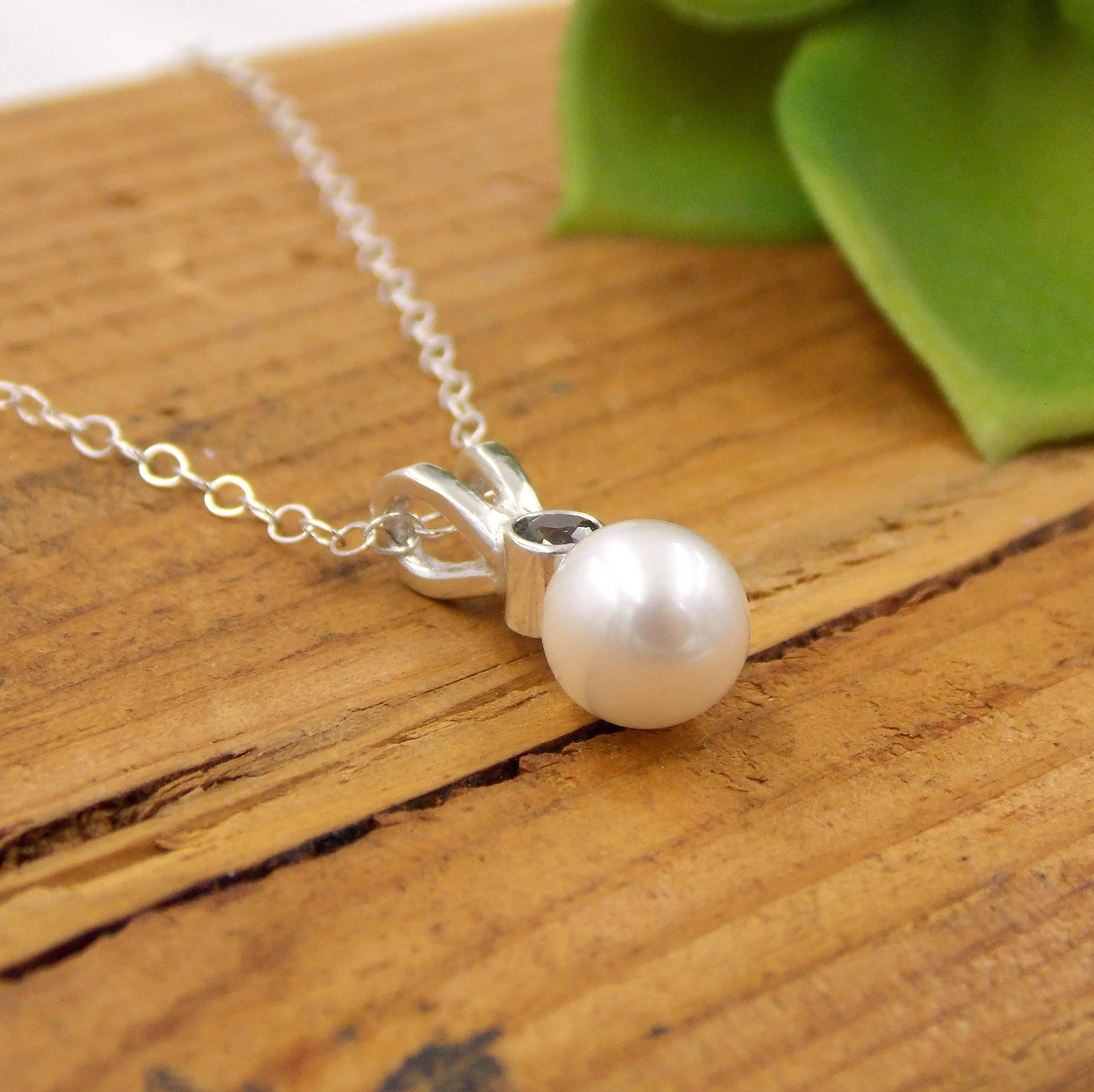 White Freshwater Pearl Birthstone Set: Sterling Silver