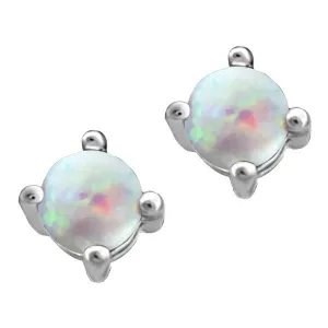 White Gold Opal Stud Earrings