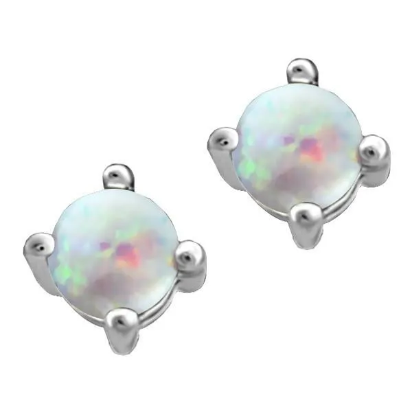 White Gold Opal Stud Earrings