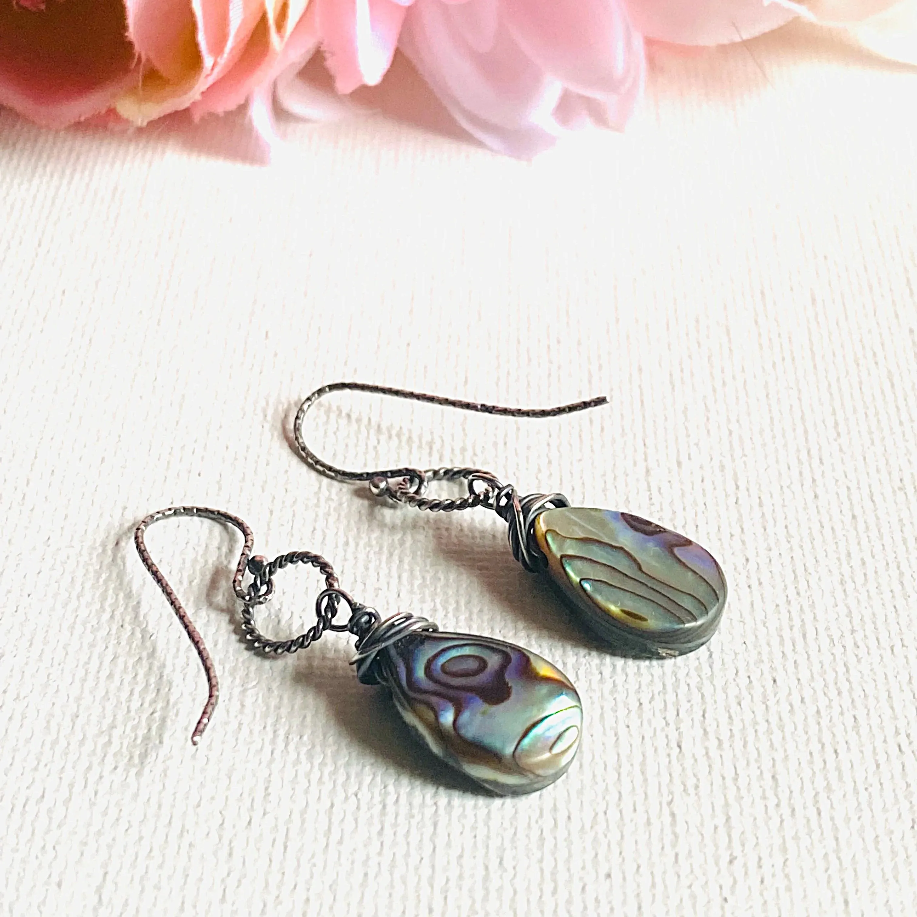 Wire Wrapped Earrings, Rainbow Wrapped Earrings