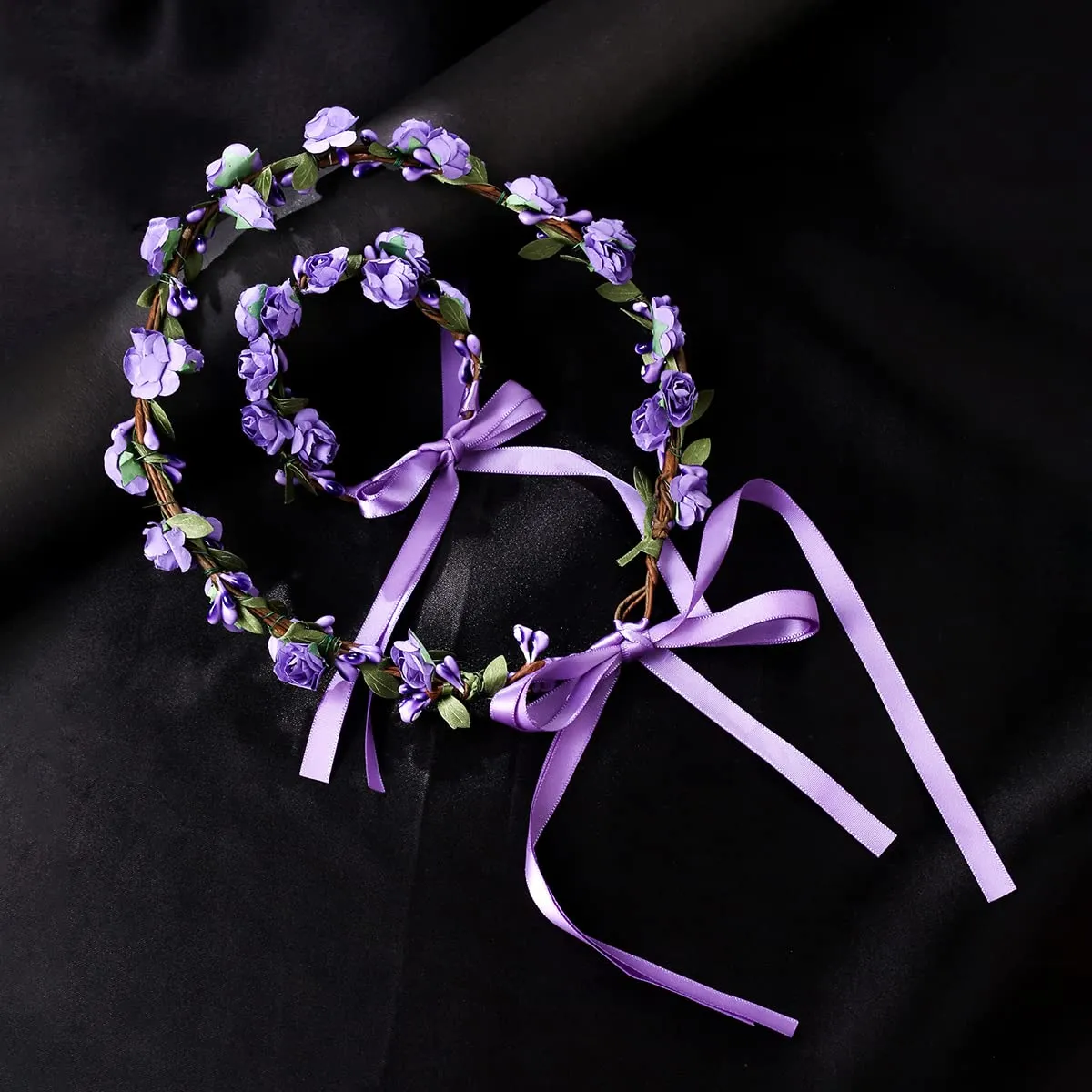 Yellow Chimes Floral Tiara and Bracelet Set for Women Purple Bridal Wedding Headband Hair Tiara For Women Bridesmaid Tiara Vines Set Hair Accessories.