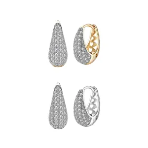 Yellow Chimes Hoop Earrings for Women Combo of 2 Pairs Classic Silver Gold Plated Crystals Hoop Earrings for Women and Girls