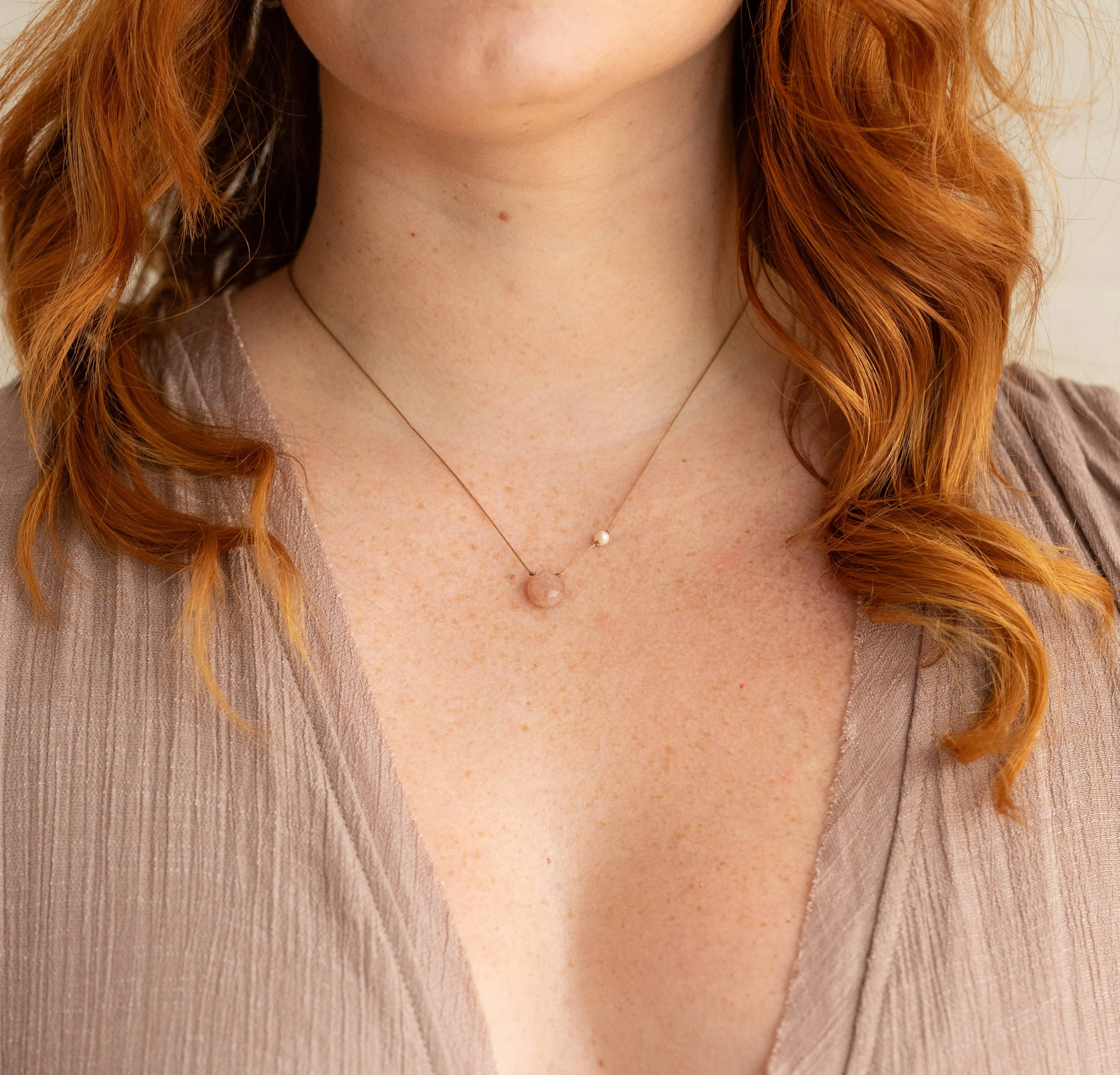 You Are Cherished Necklace - Pearl & Peach Moonstone